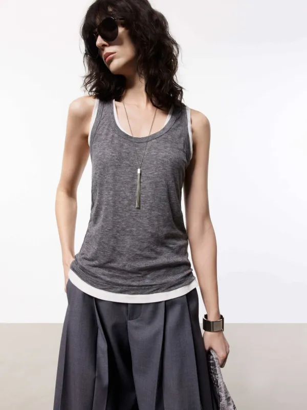 Contrast Detail Tank Top sold by Mo&Co