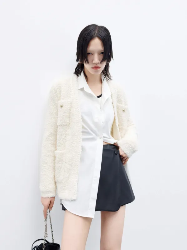 Fluffy Textured Knit Cardigan sold by Mo&Co