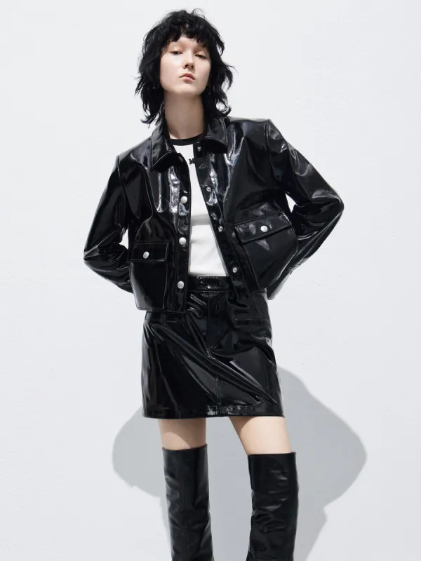 Faux Leather Glossy Jacket sold by Mo&Co