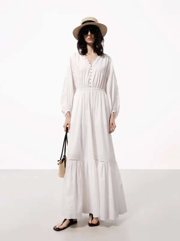 V-neck Cotton Maxi Dress sold by Mo&Co