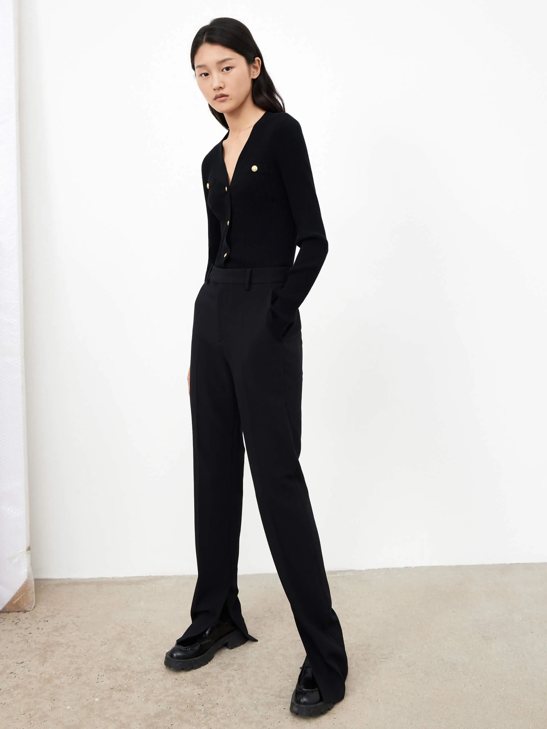 V Neck Rib Knit Cardigan sold by Mo&Co product image thumbnail 3