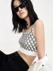 Logo Print Fitted Crop Knit Tank Top sold by Mo&Co