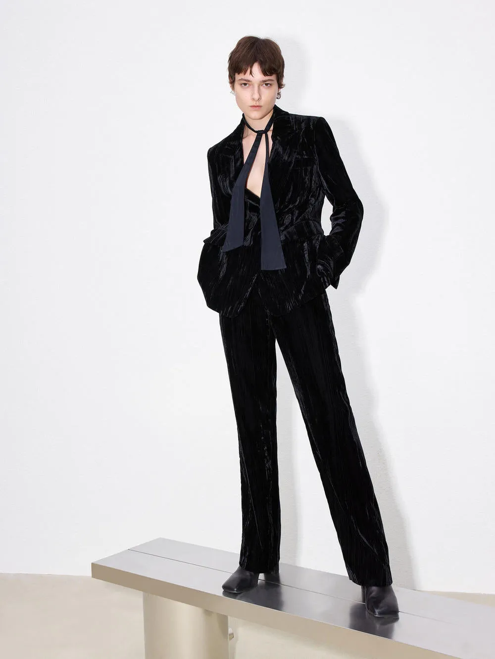 Double Breasted Velvet Blazer sold by Mo&Co product image thumbnail 3