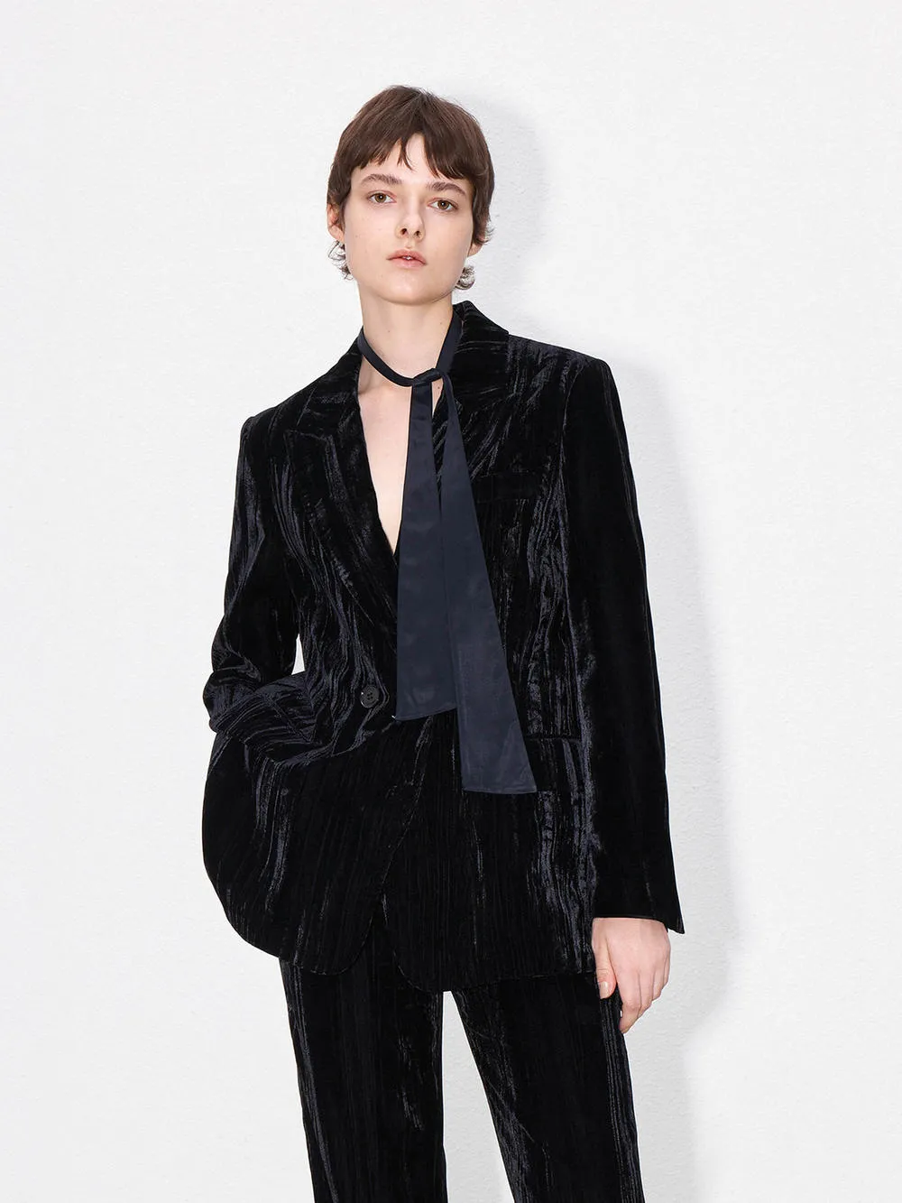 Double Breasted Velvet Blazer sold by Mo&Co