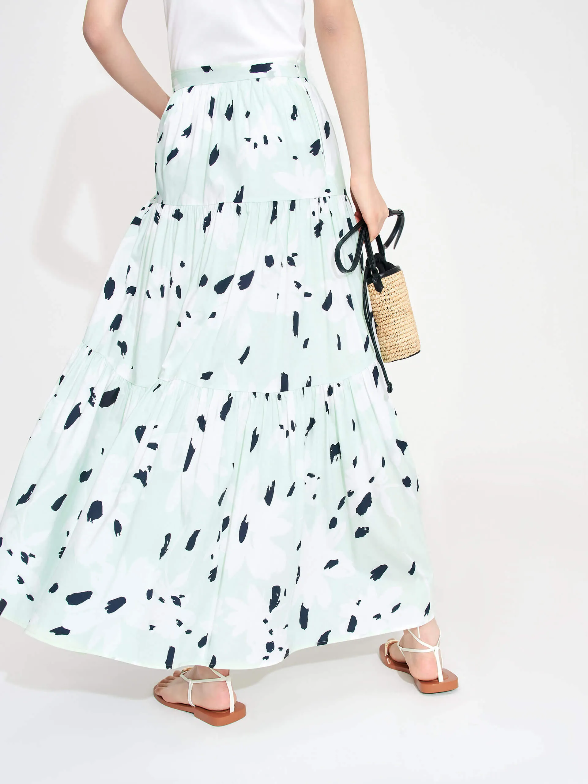 Tiered Floral Print Maxi Skirt sold by Mo&Co product image thumbnail 5