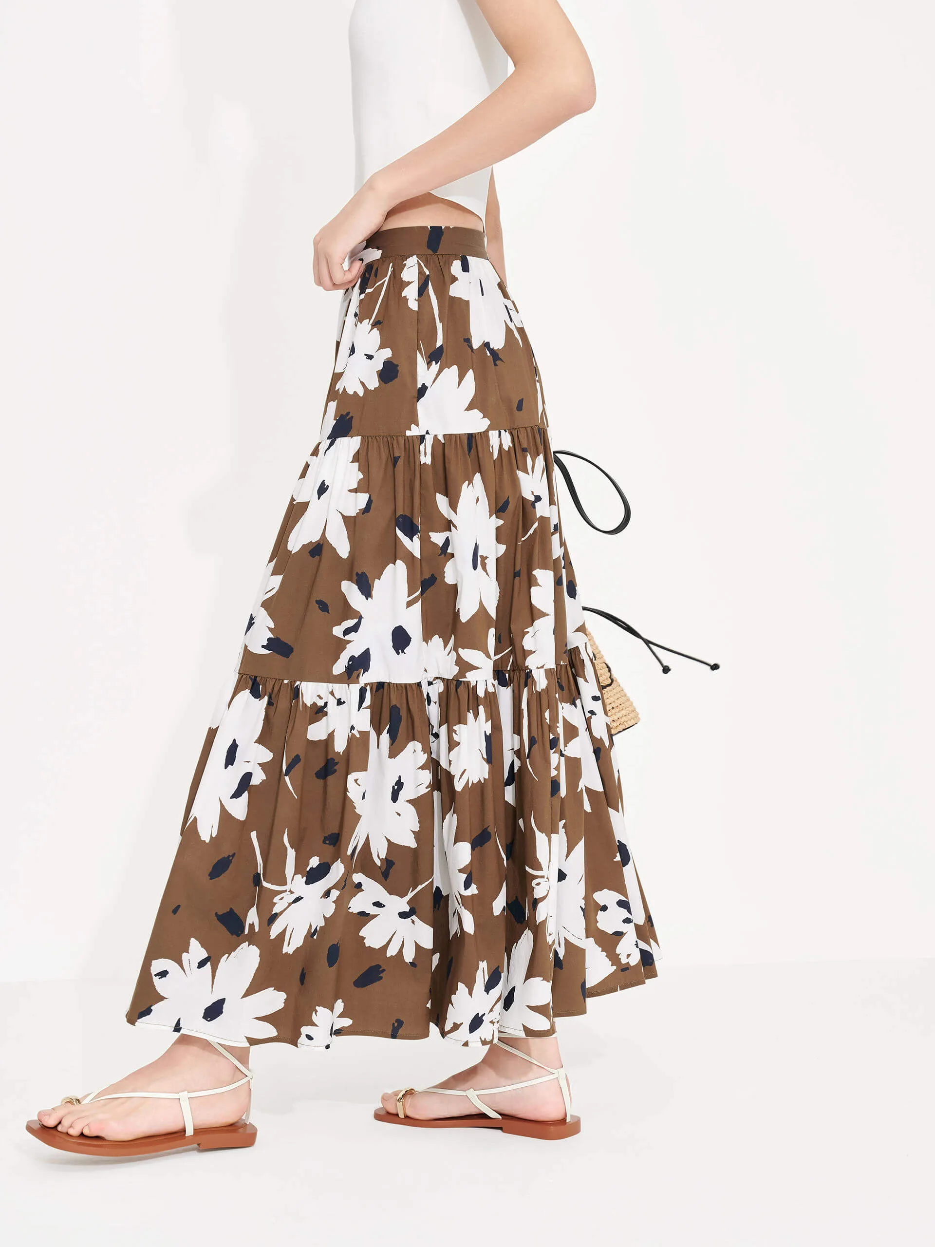 Tiered Floral Print Maxi Skirt sold by Mo&Co product image thumbnail 3