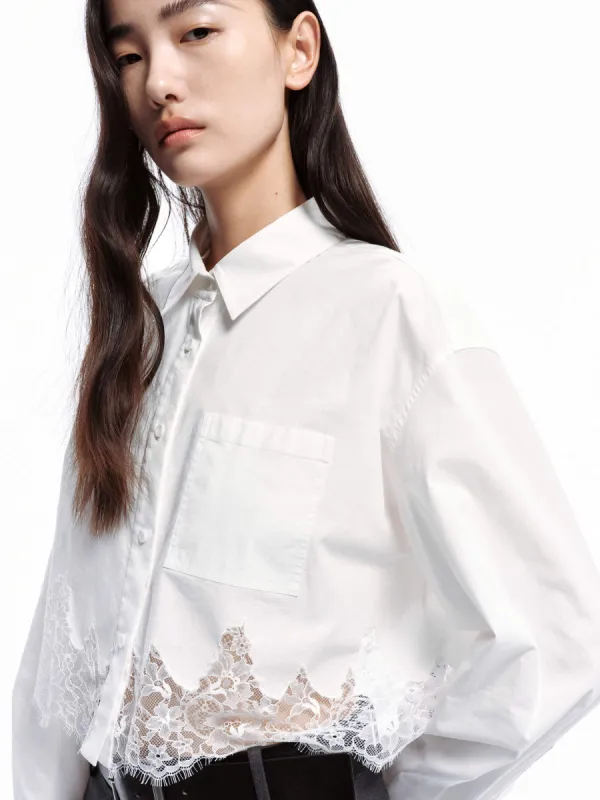 Cropped Lace Shirt sold by Mo&Co