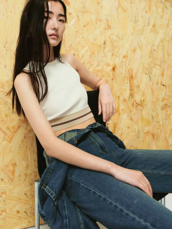 Contrast Design Cropped Tank sold by Mo&Co