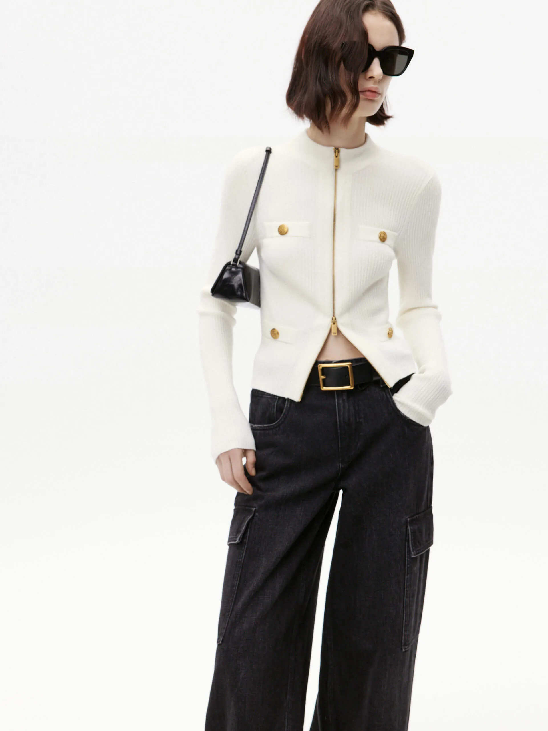 Slim Ribbed Knit Cardigan sold by Mo&Co