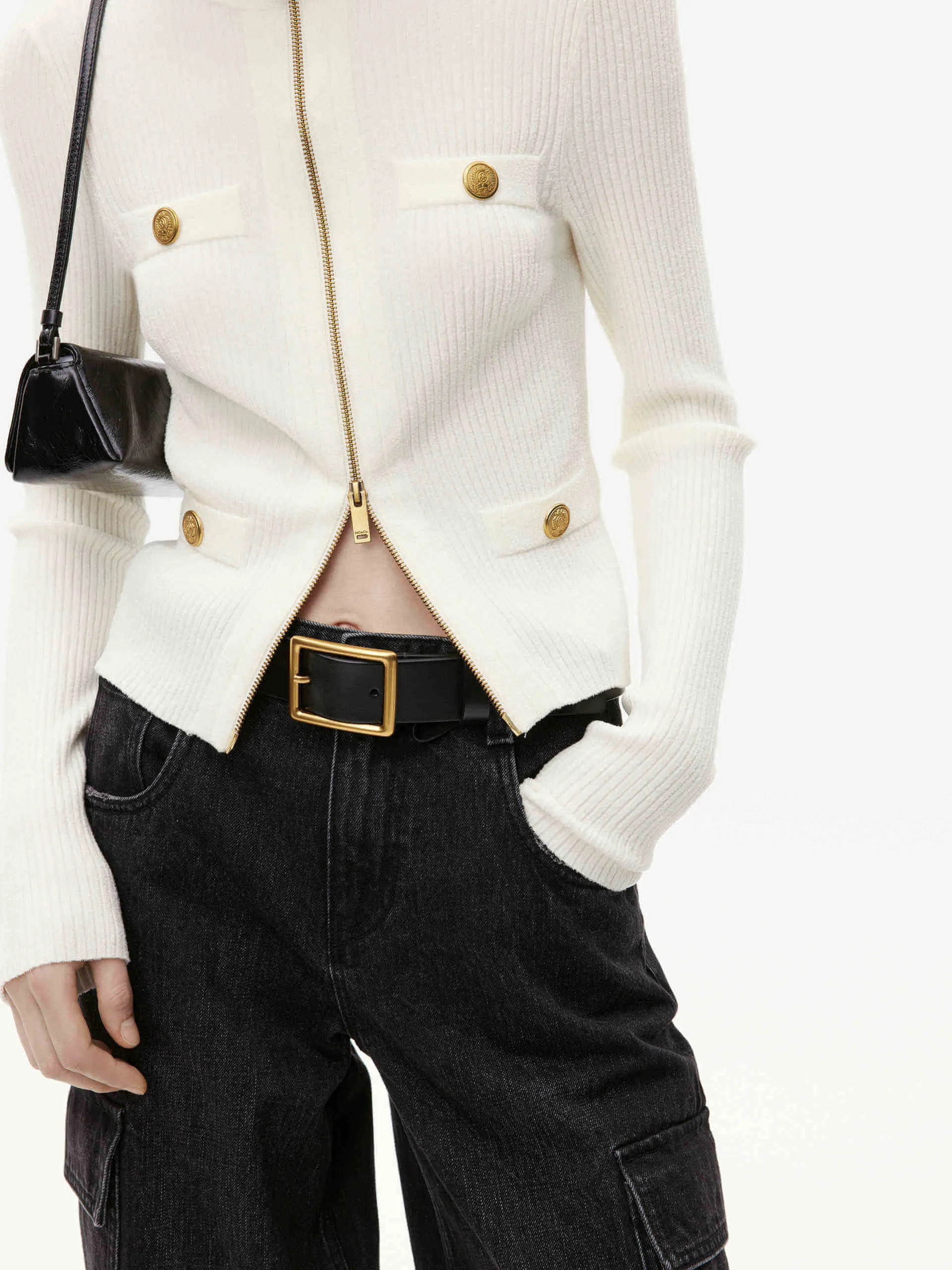 Slim Ribbed Knit Cardigan sold by Mo&Co product image thumbnail 5