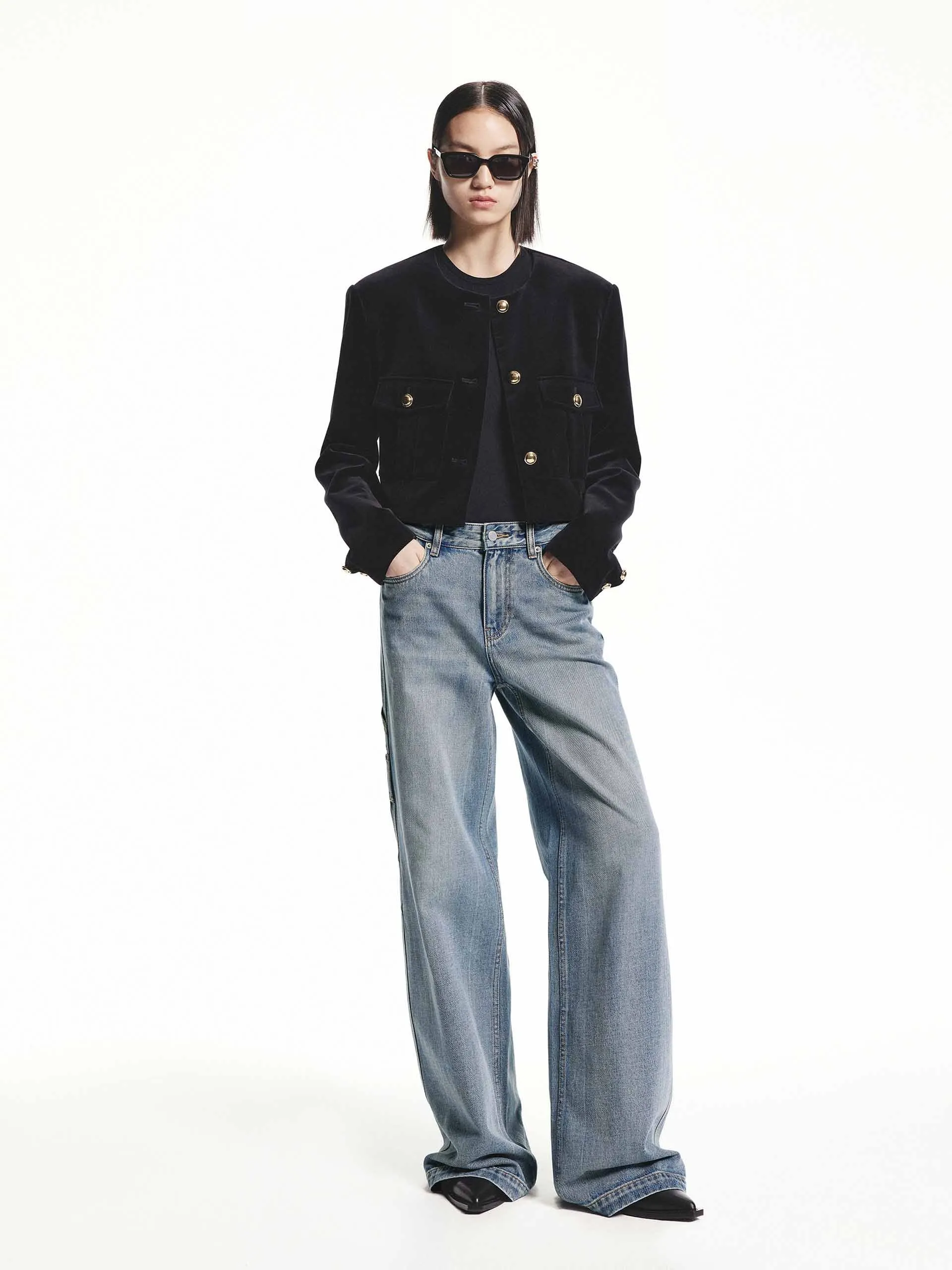 Metallic Button Cropped Jacket sold by Mo&Co product image thumbnail 2