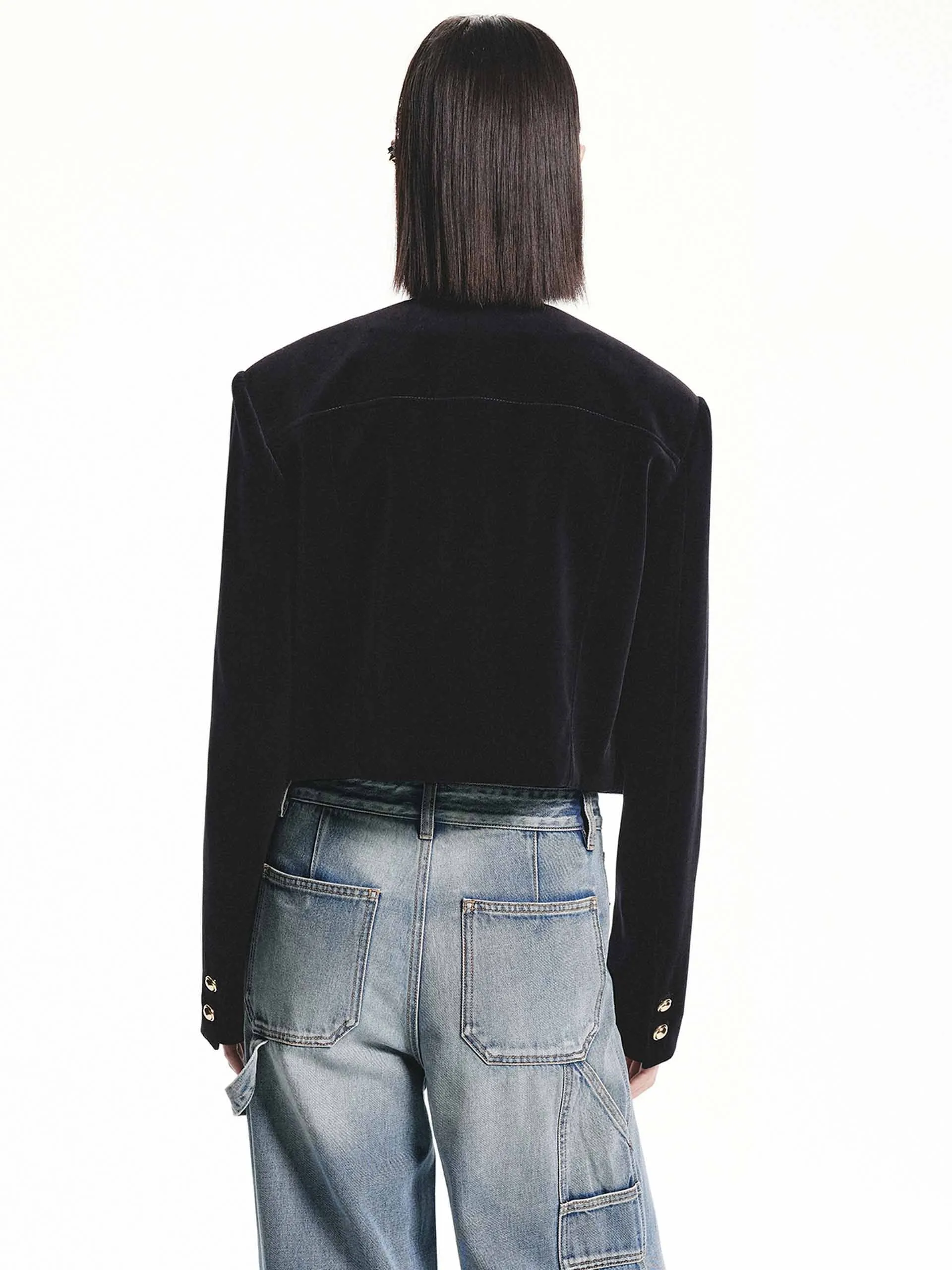 Metallic Button Cropped Jacket sold by Mo&Co product image thumbnail 3