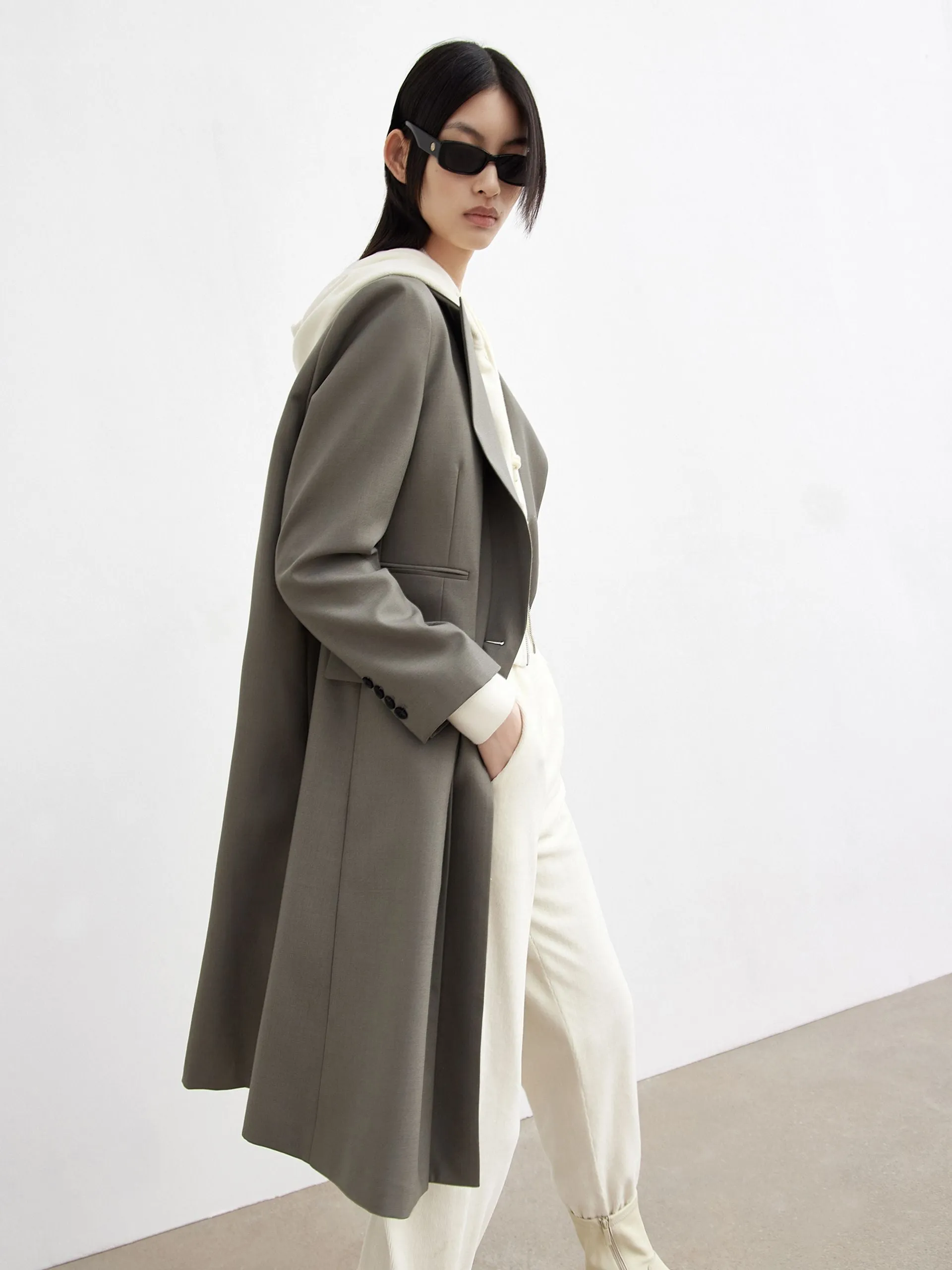 Wool Blend Long Blazer Coat sold by Mo&Co product image thumbnail 4