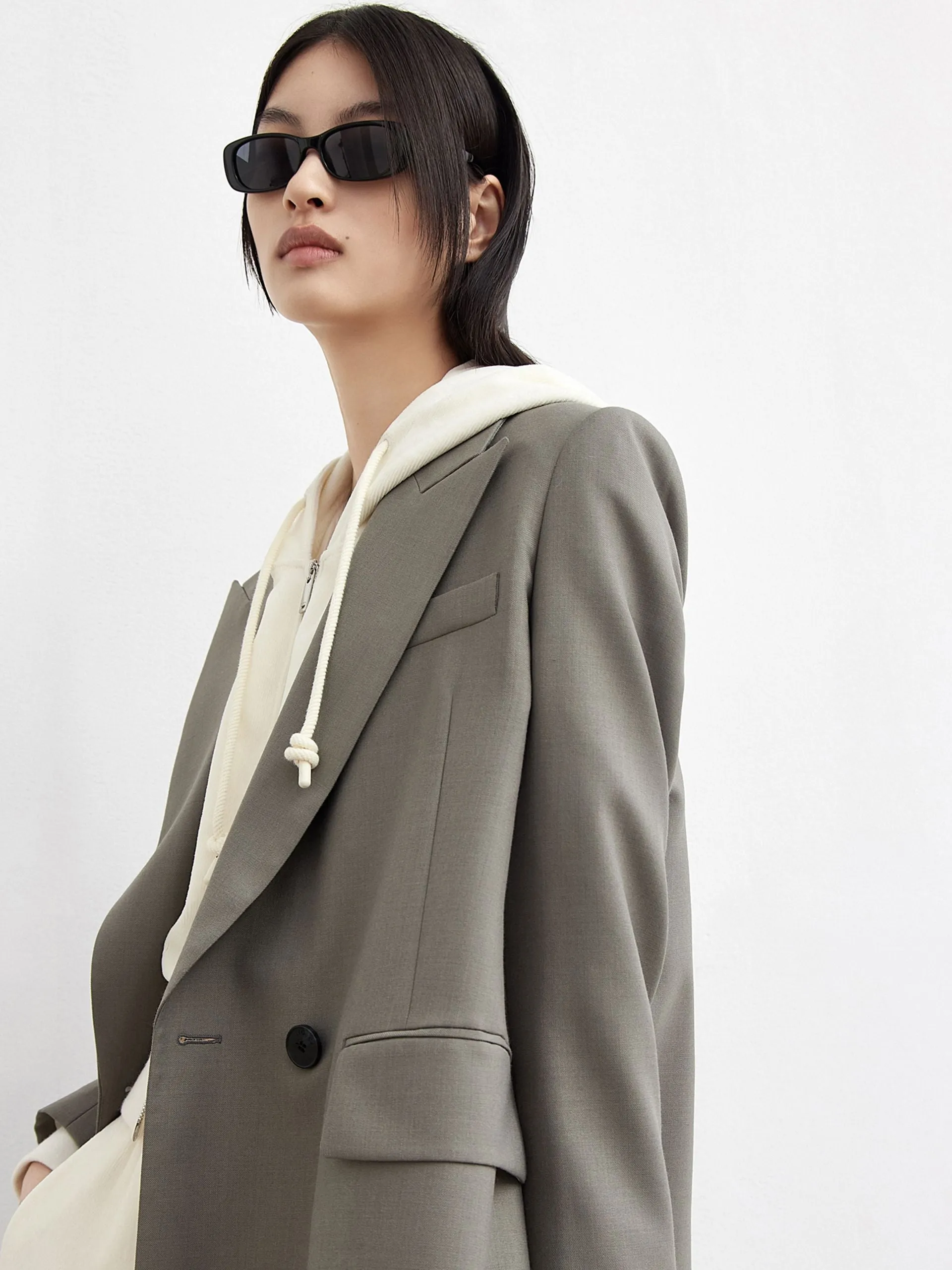 Wool Blend Long Blazer Coat sold by Mo&Co product image thumbnail 5