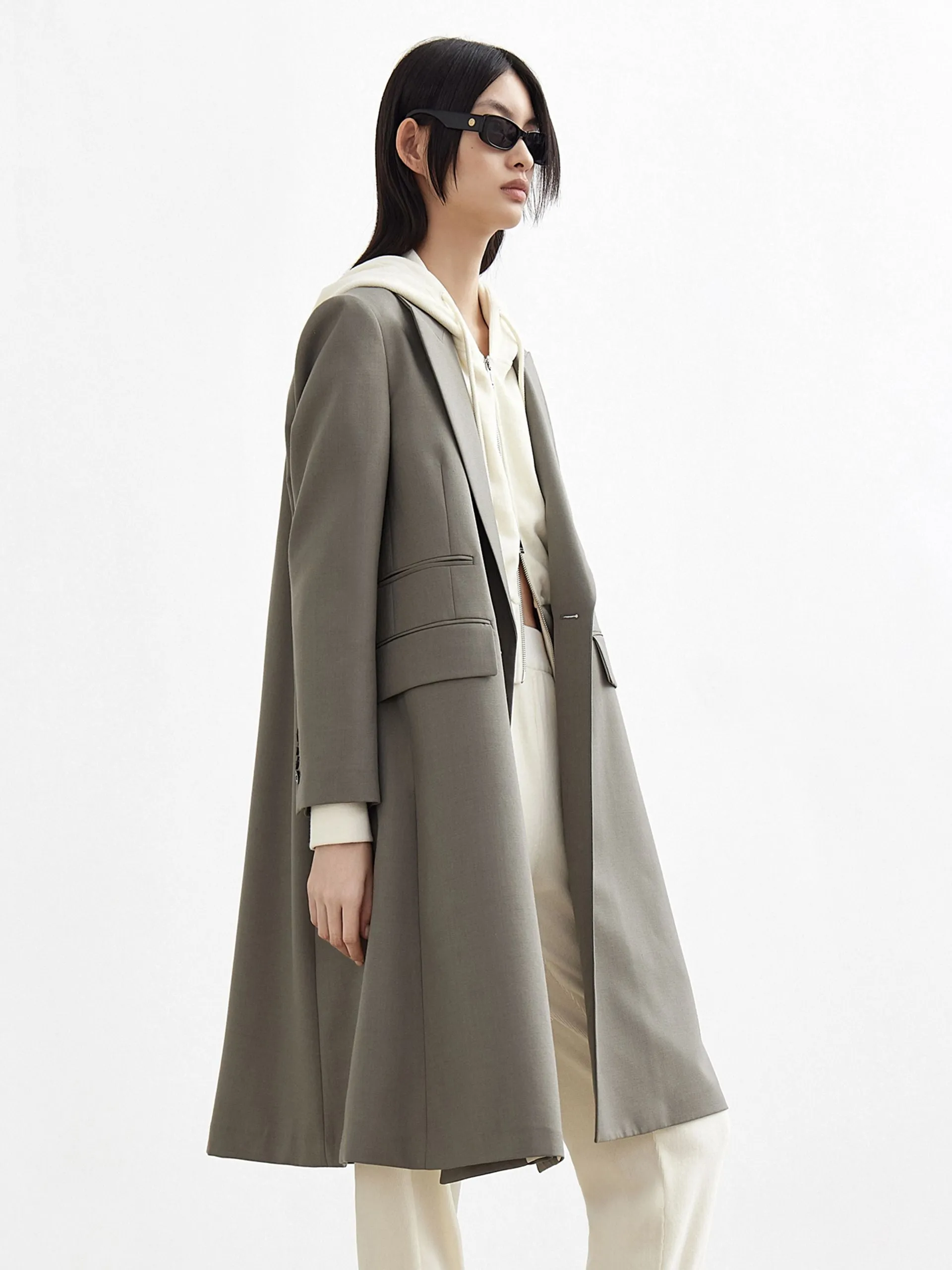 Wool Blend Long Blazer Coat sold by Mo&Co product image thumbnail 2