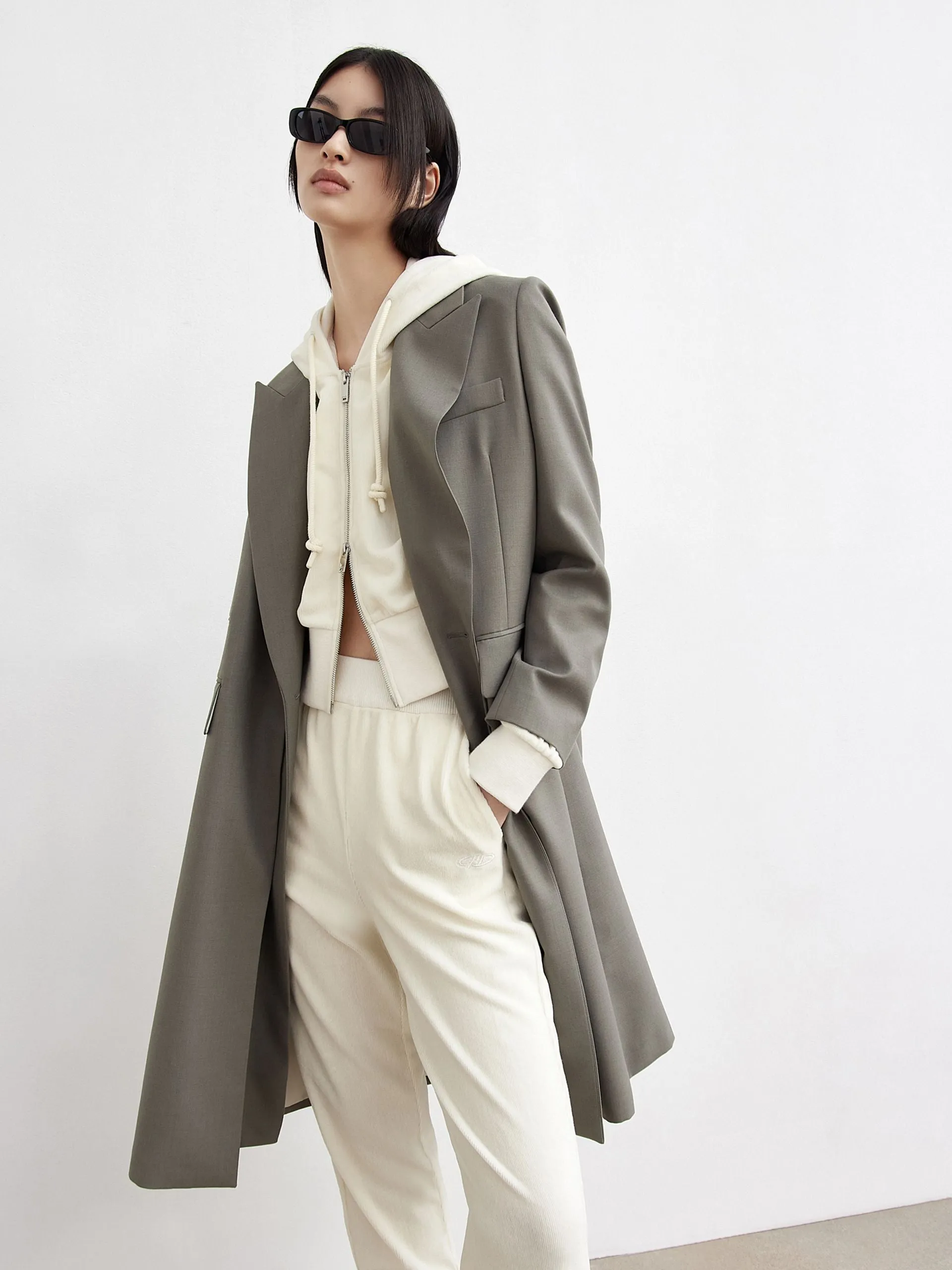 Wool Blend Long Blazer Coat sold by Mo&Co