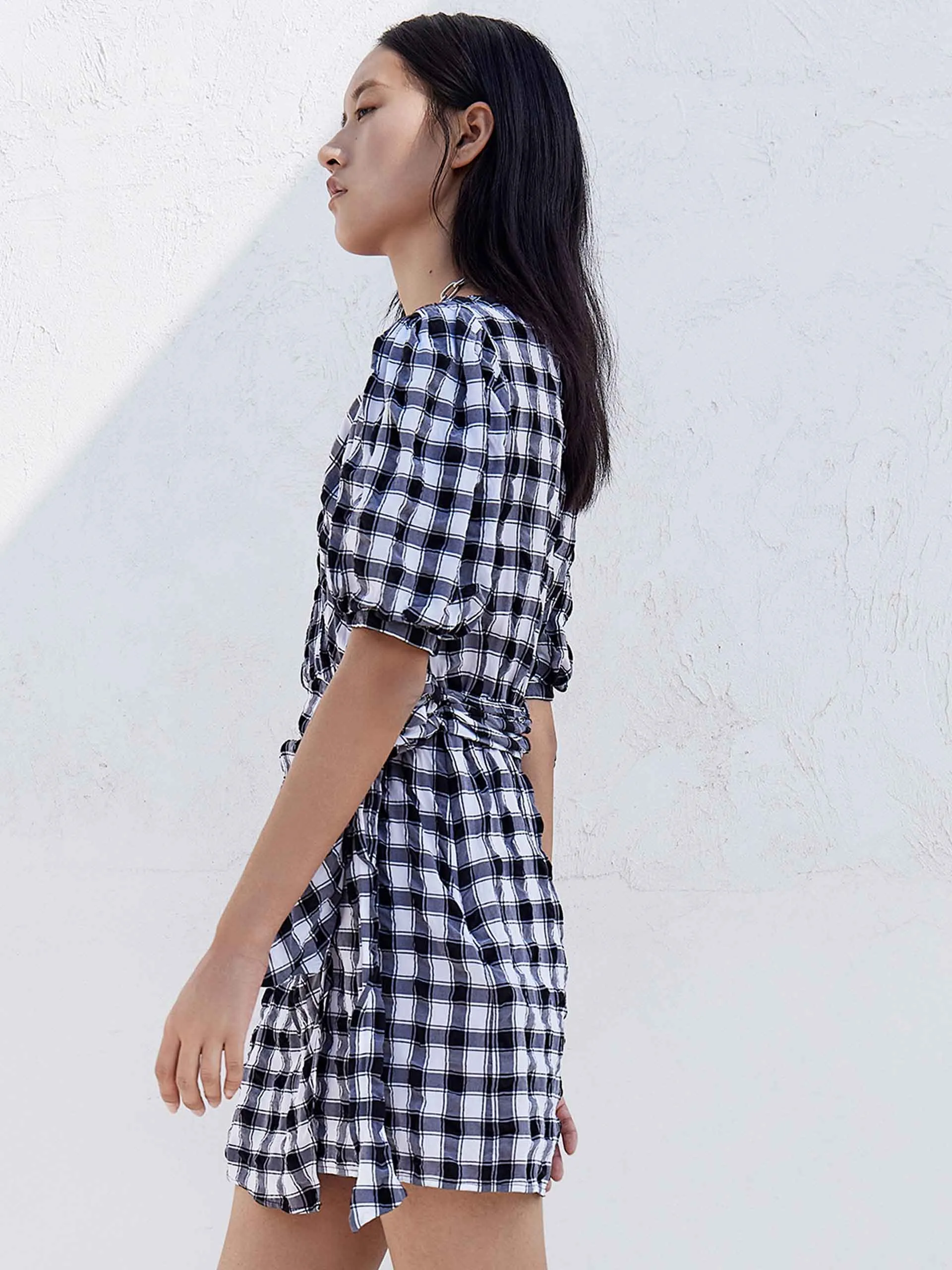 Plaid Shirt Dress with Knot sold by Mo&Co product image thumbnail 4