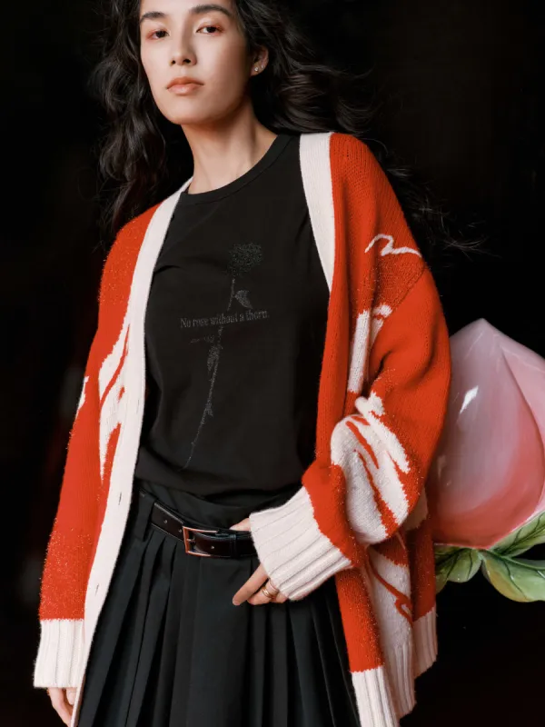 Contrast Detail Knitted Cardigan sold by Mo&Co