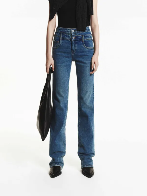 Double Waist Straight Jeans sold by Mo&Co