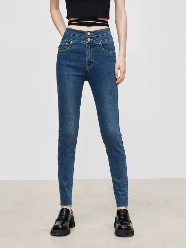 Double Waistband Jeans in Skinny sold by Mo&Co