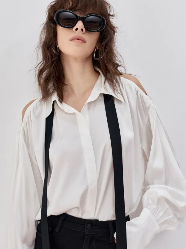 Cut Shoulder Shirt with Tie sold by Mo&Co