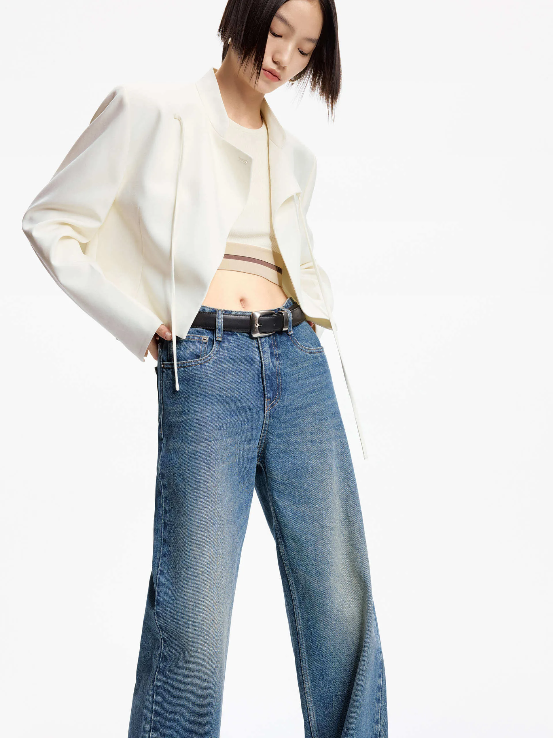 Tie Detail Cropped Jacket sold by Mo&Co