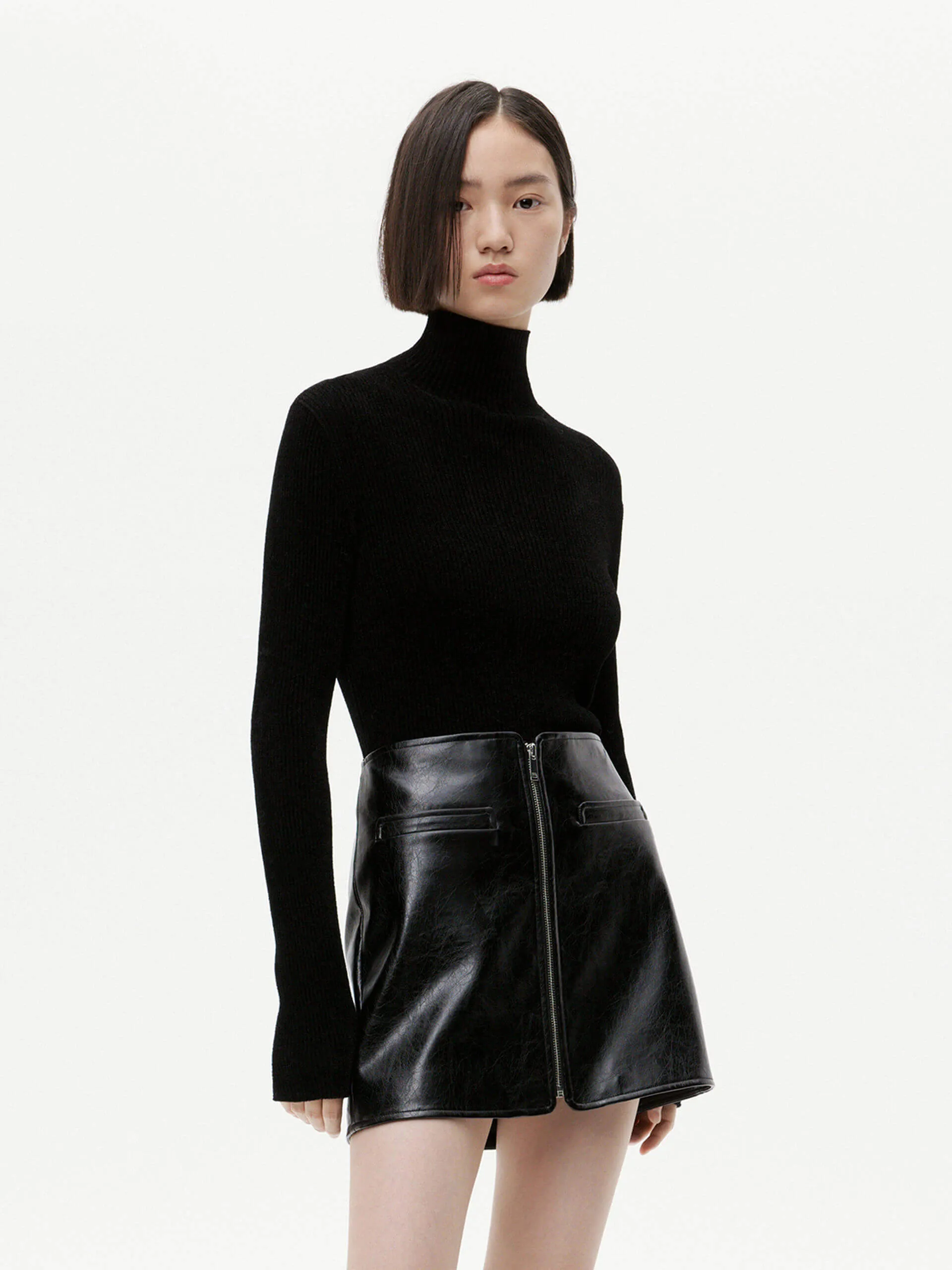 Ribbed Texture Turtleneck Top sold by Mo&Co