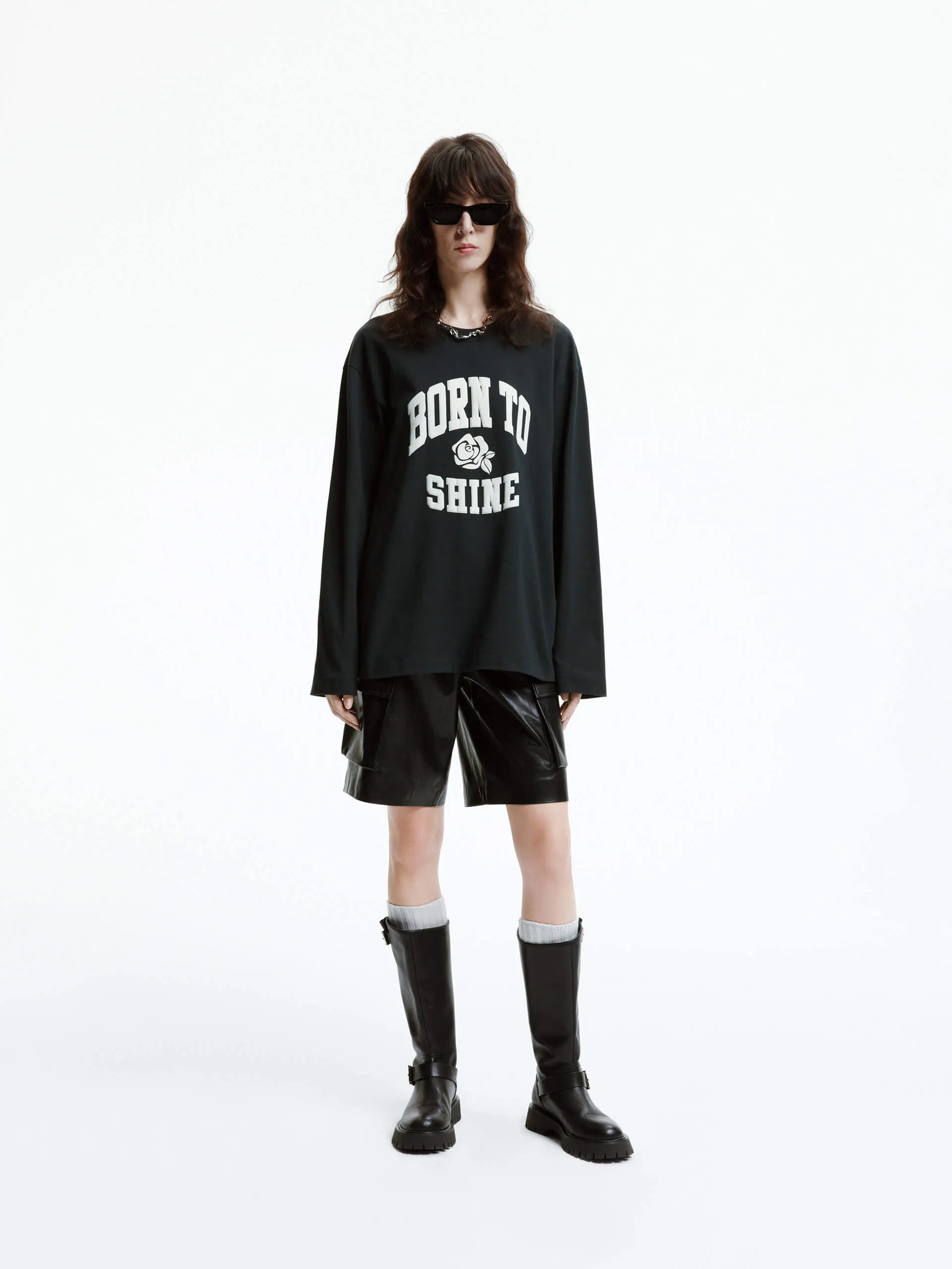 Long Sleeve Letter Print T-shirt sold by Mo&Co product image thumbnail 2