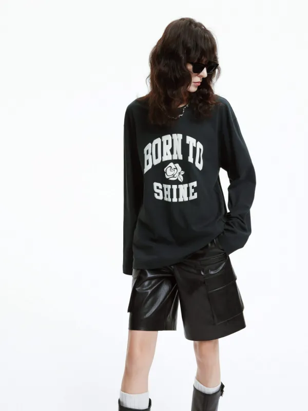 Long Sleeve Letter Print T-shirt sold by Mo&Co