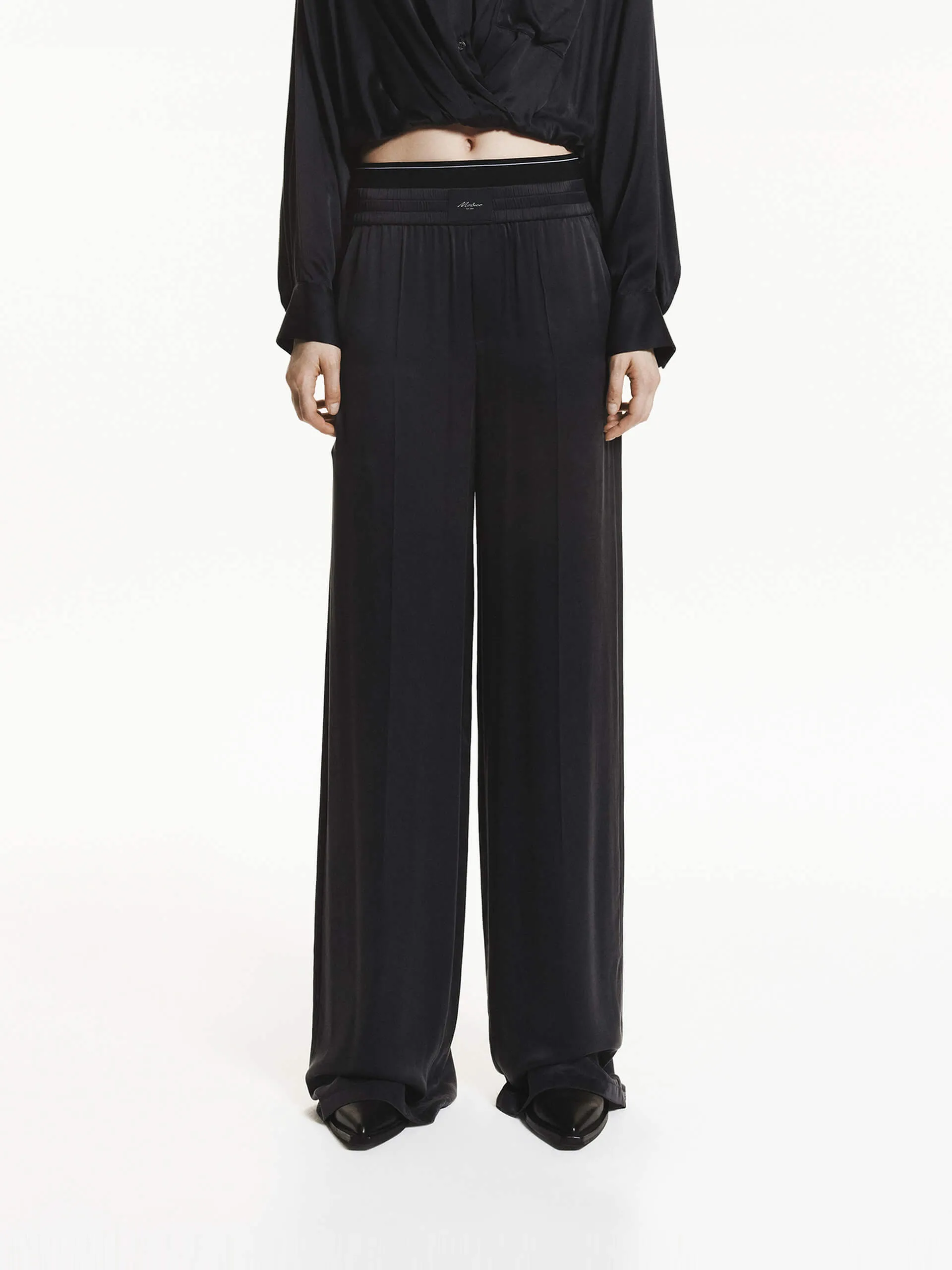 Silk Blend Elastic Pants sold by Mo&Co