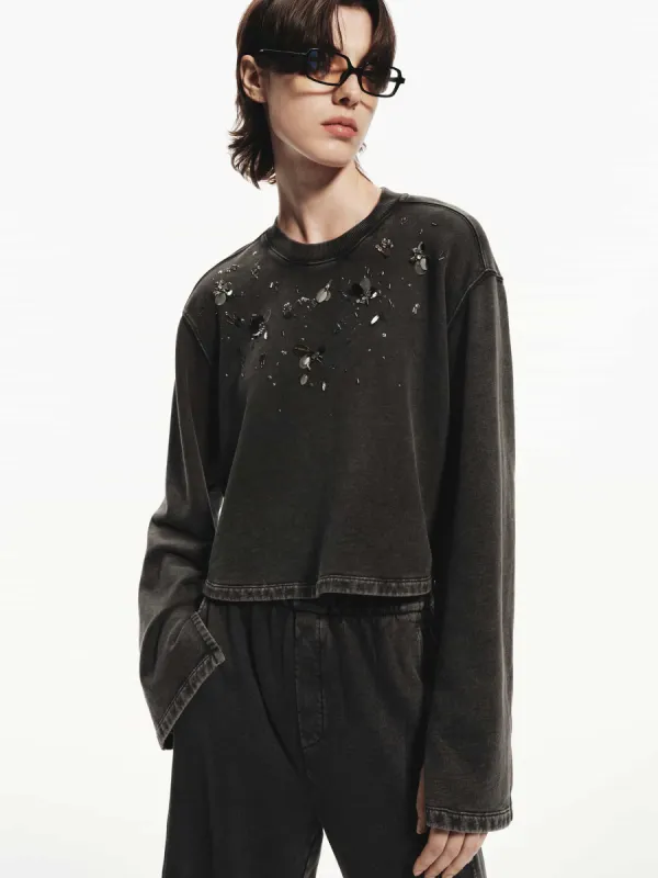 Sequin Detail Cotton Sweatshirt sold by Mo&Co