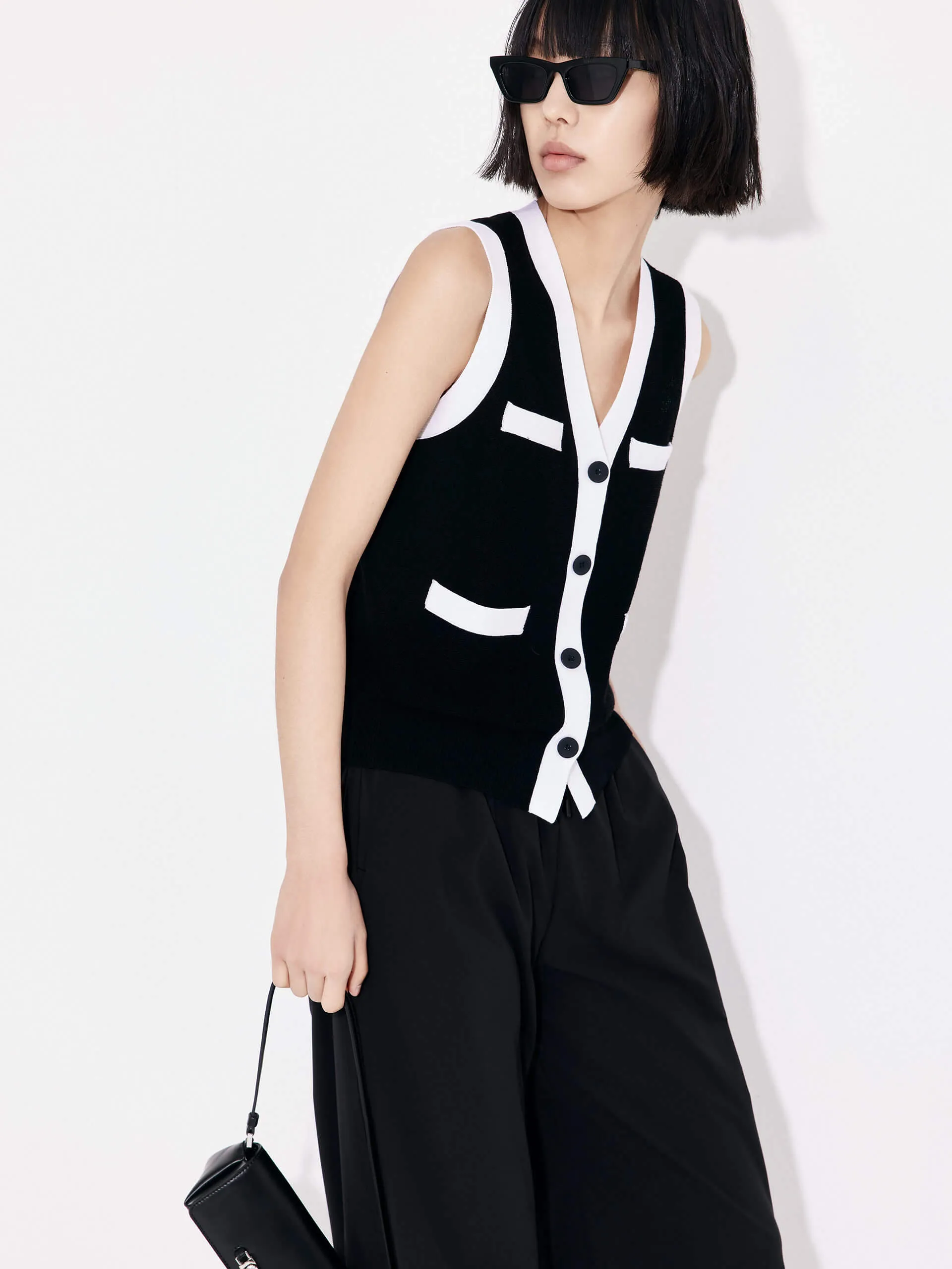 Contrast Knitted Vest in Wool sold by Mo&Co product image thumbnail 2