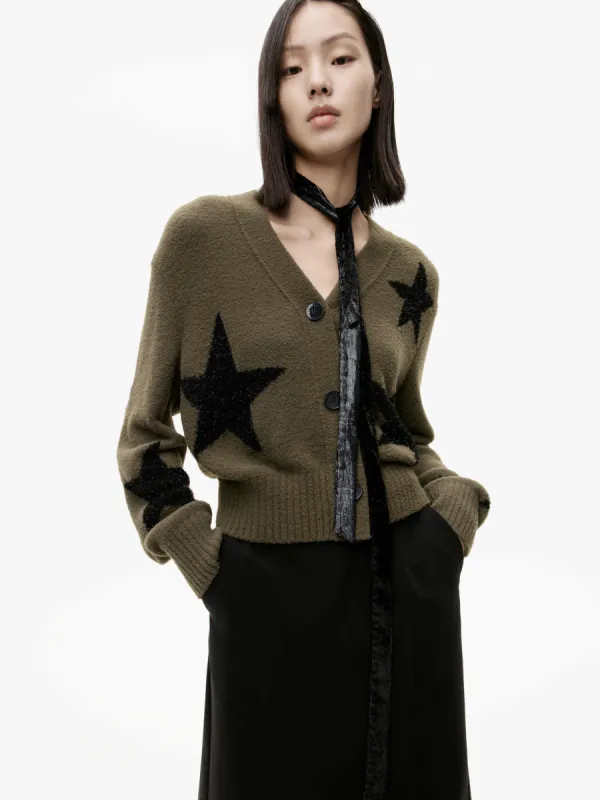 Star Pattern Knitted Cardigan sold by Mo&Co