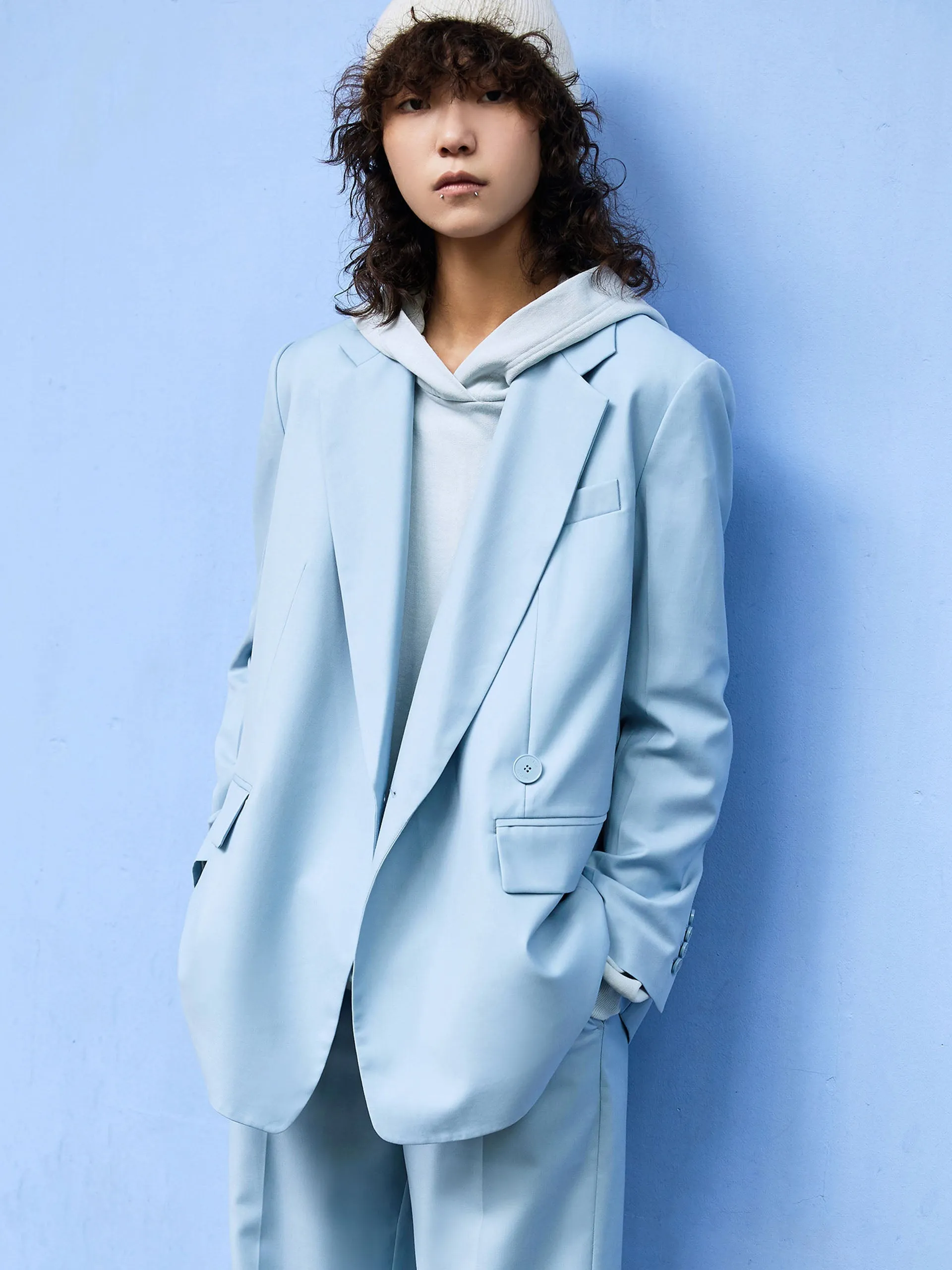 Lapel Straight Cut Blazer sold by Mo&Co