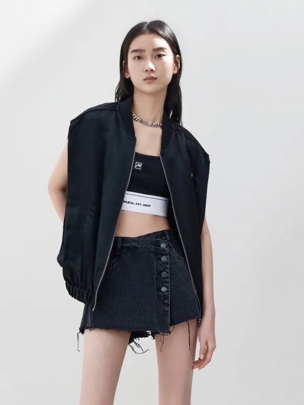 Zip Up Structured Sleeveless Jacket sold by Mo&Co