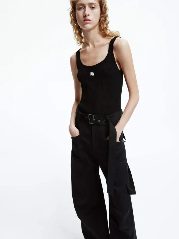 Embroidered Ribbed Stretch Tank sold by Mo&Co
