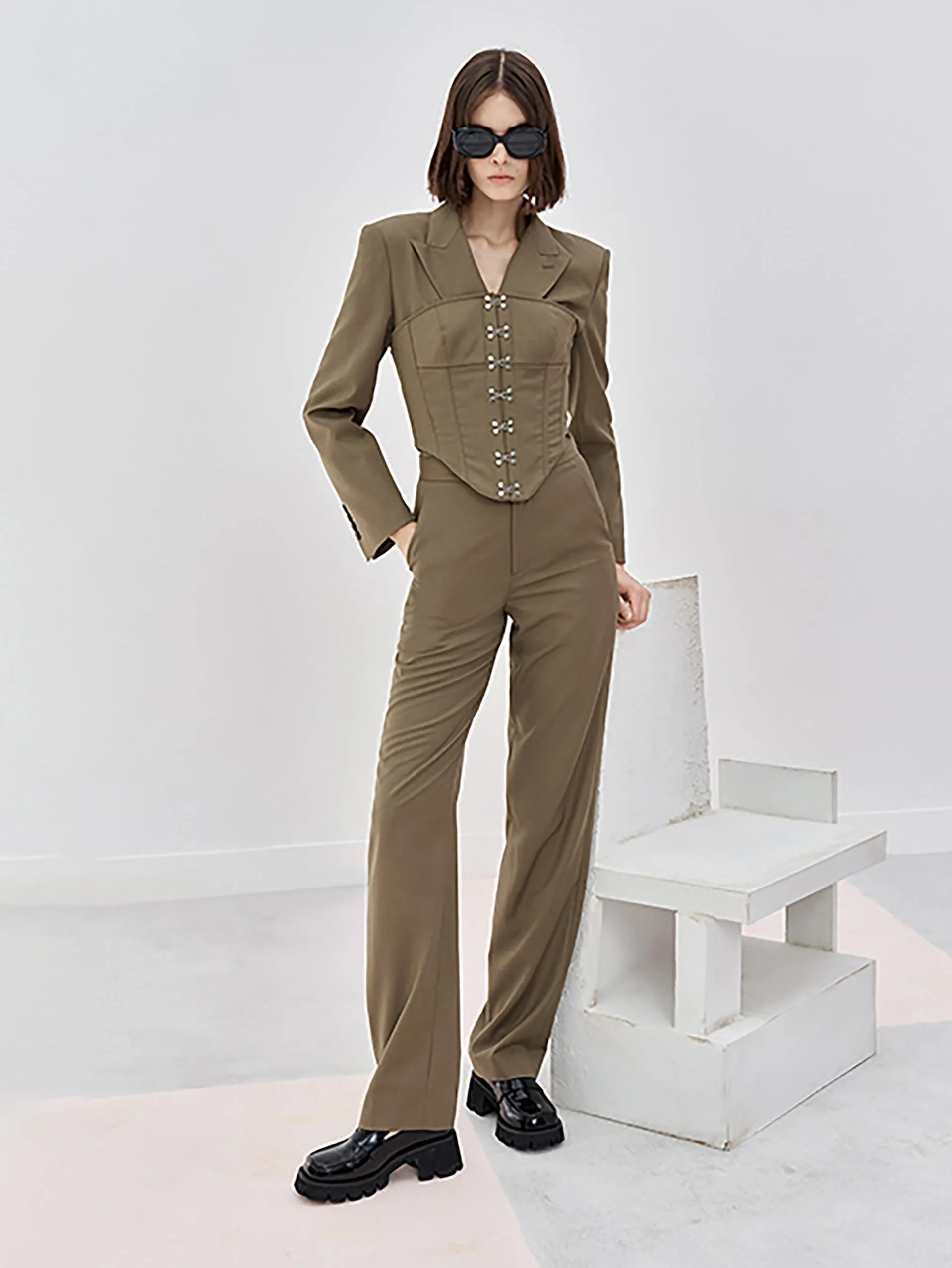 Wool Blend Straight Pants sold by Mo&Co product image thumbnail 3