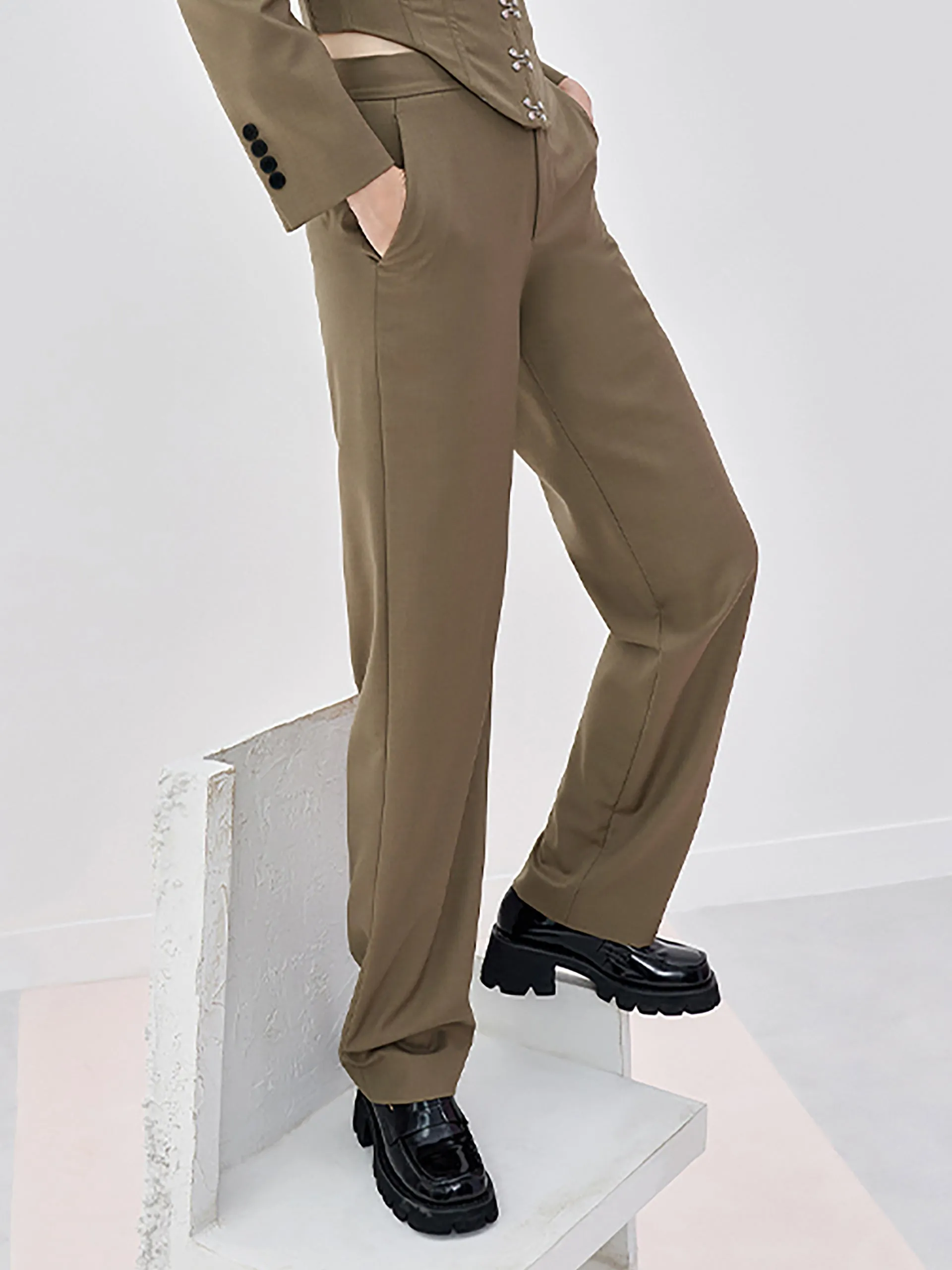 Wool Blend Straight Pants sold by Mo&Co product image thumbnail 4