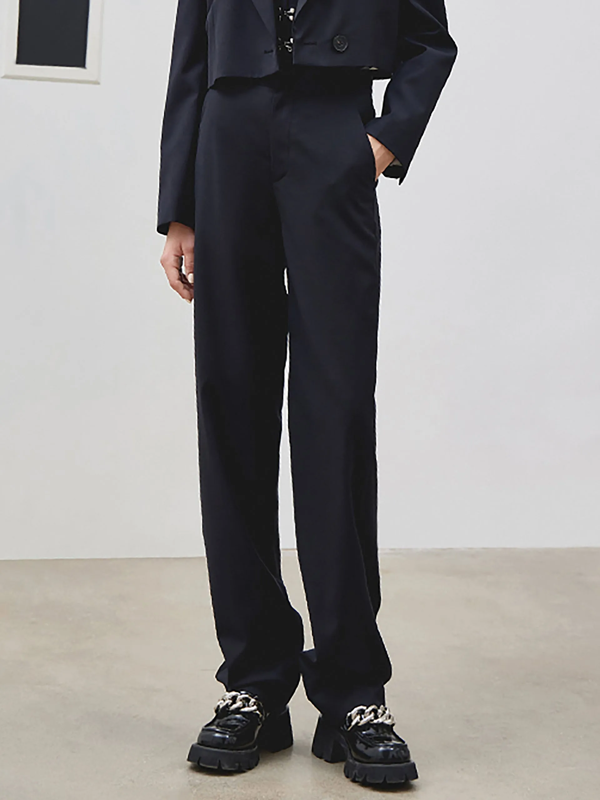 Wool Blend Straight Pants sold by Mo&Co product image thumbnail 2