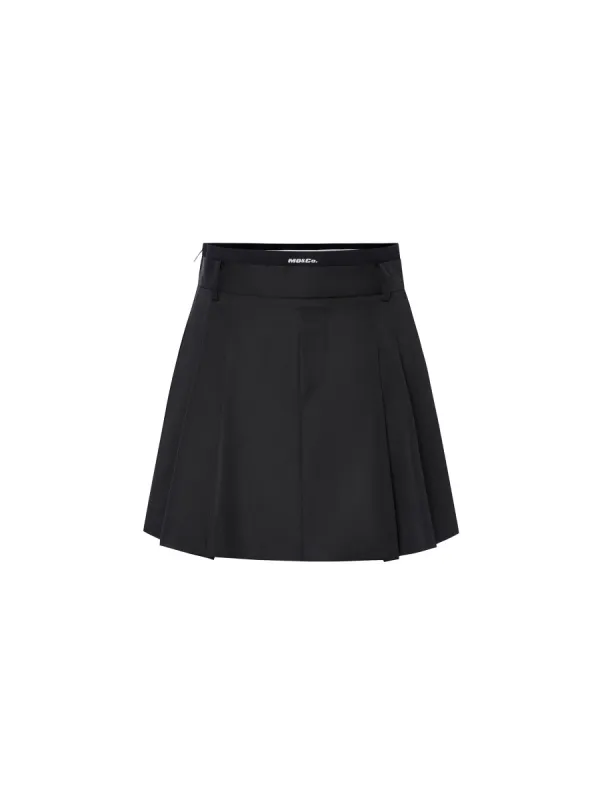 Double Waistband Pleated Skirt sold by Mo&Co