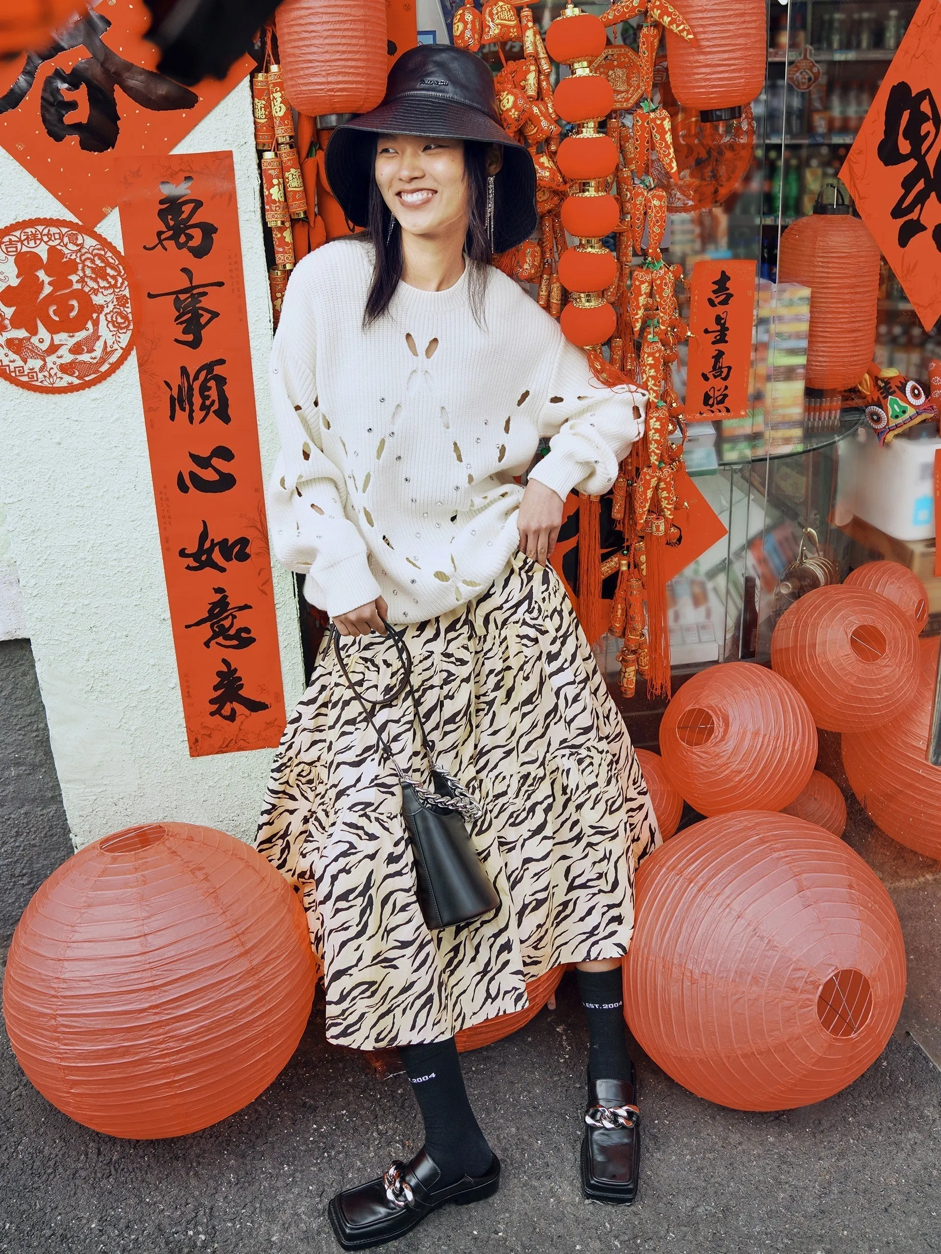 Cotton Tiger Print Skirt sold by Mo&Co product image thumbnail 4