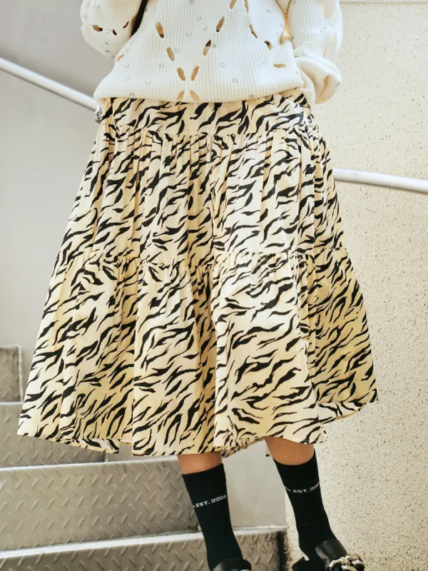 Cotton Tiger Print Skirt sold by Mo&Co