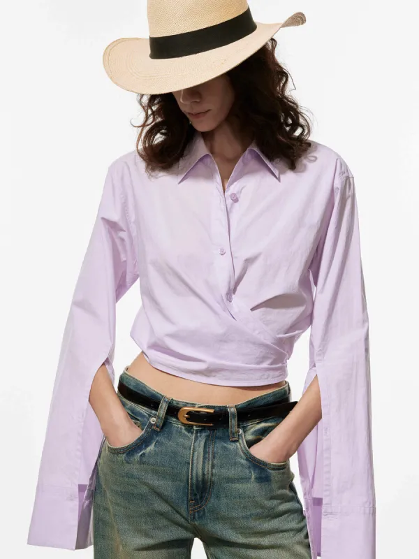 Cotton Wrap Cropped Top sold by Mo&Co