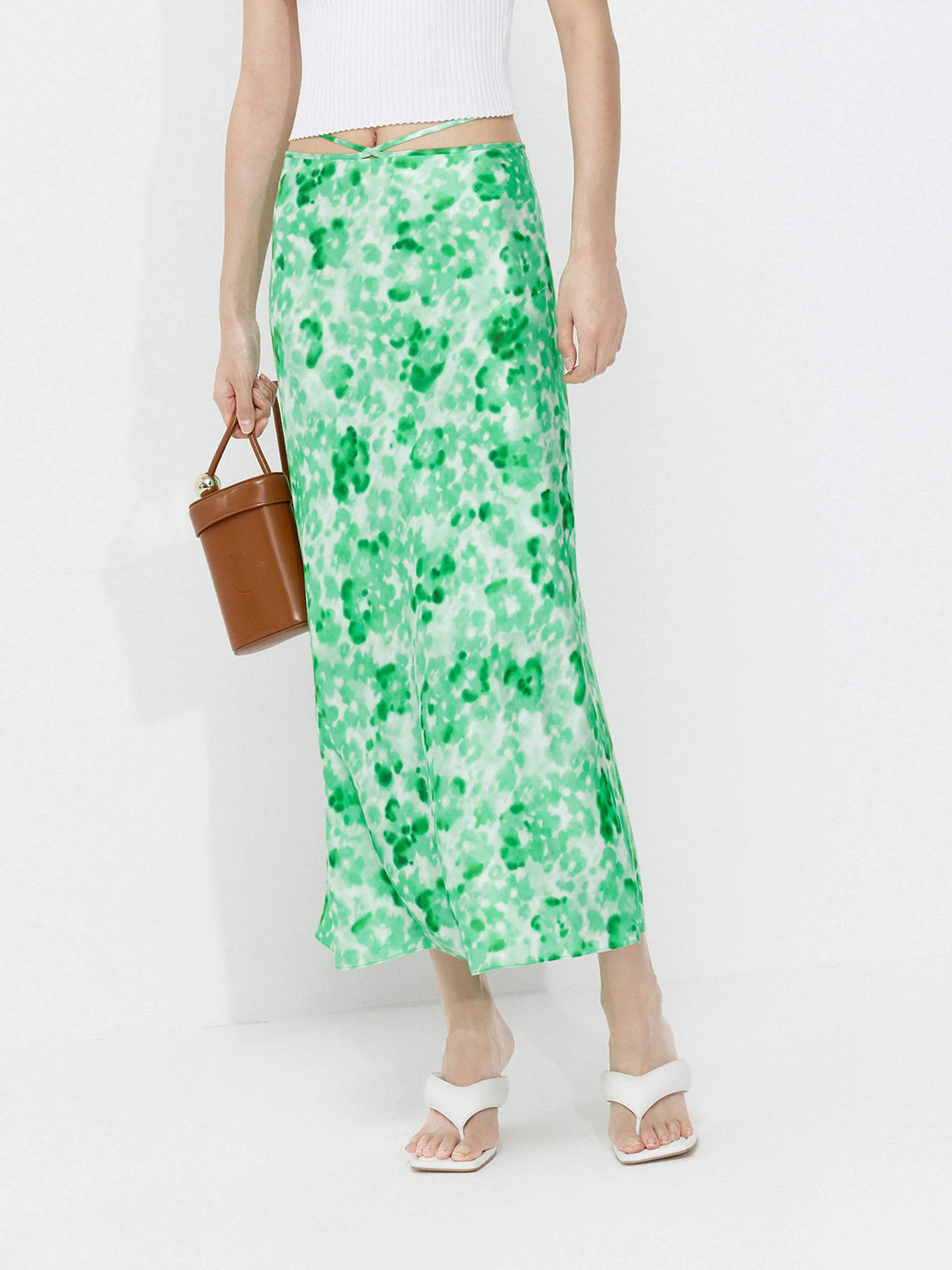 Silk Blend Printed Skirt sold by Mo&Co