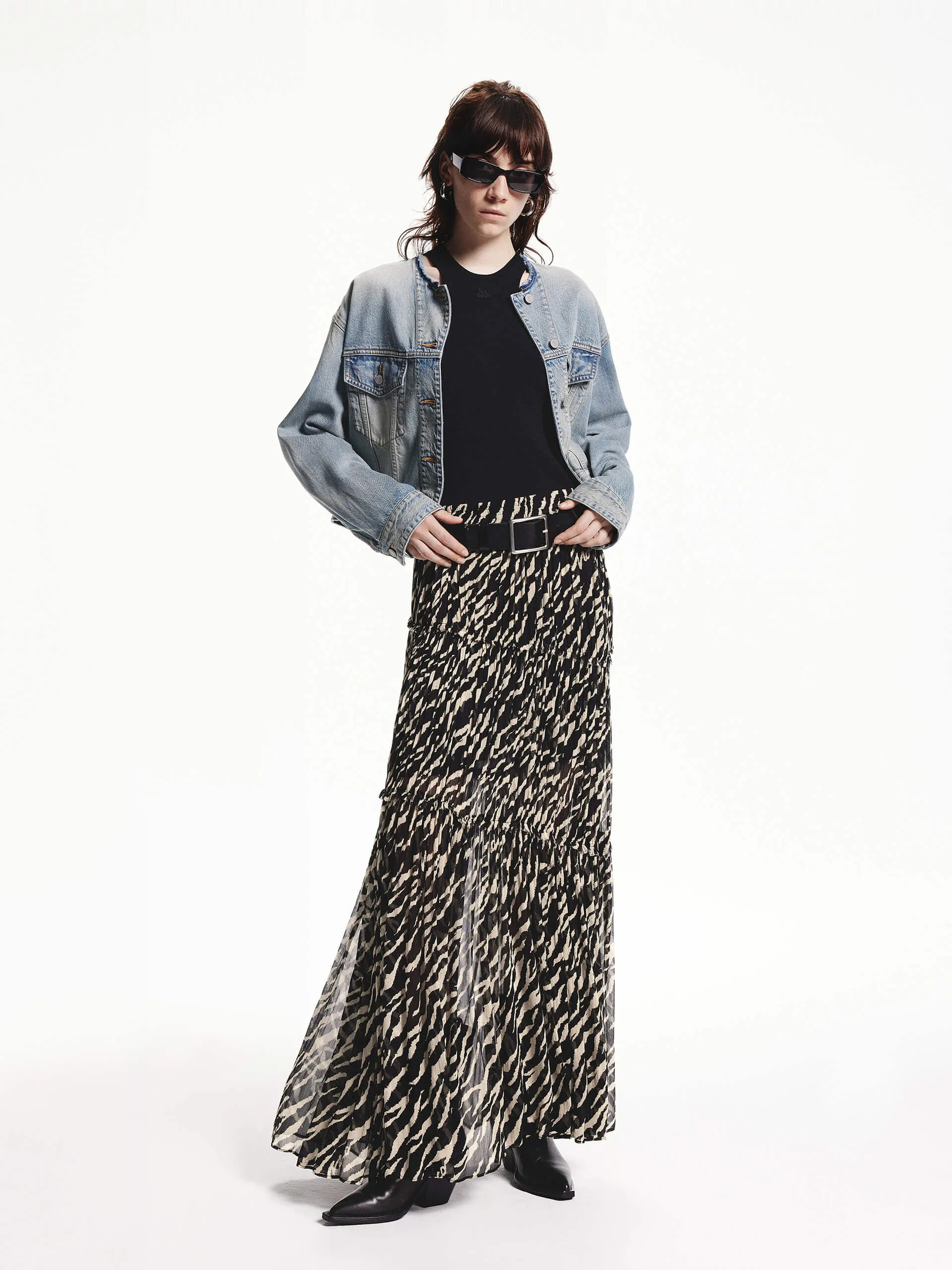 Cotton Cropped Denim Jacket sold by Mo&Co product image thumbnail 3