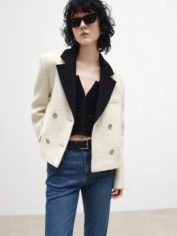 Contrast Wool Blend Textured Blazer sold by Mo&Co