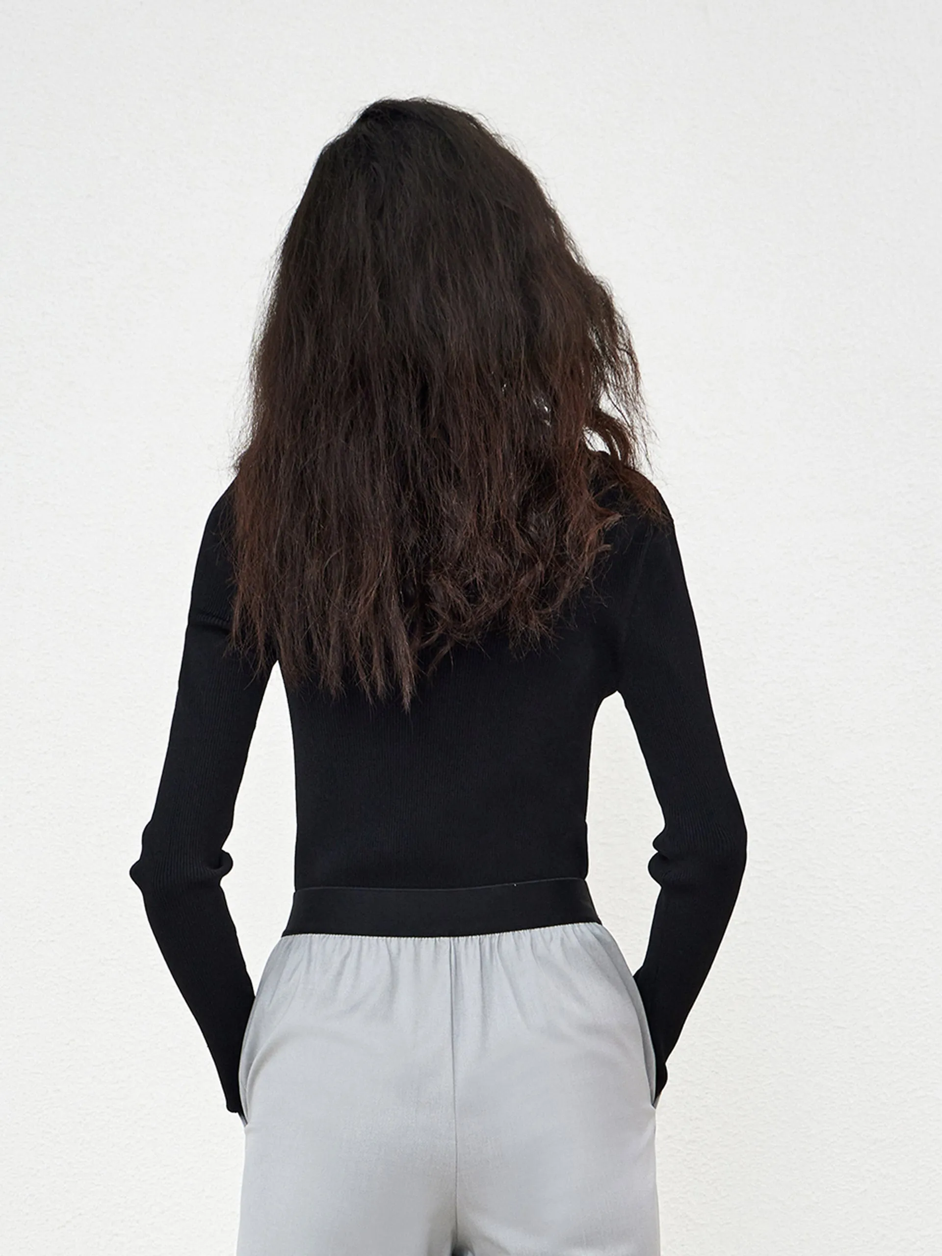 Stretch Slanted Collar Knit Top sold by Mo&Co product image thumbnail 4