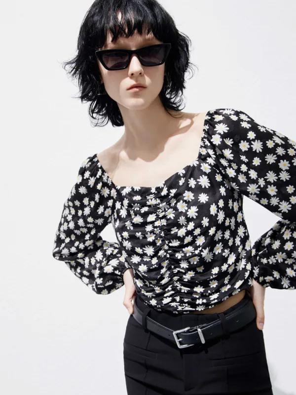 Cropped Flower Print Top sold by Mo&Co