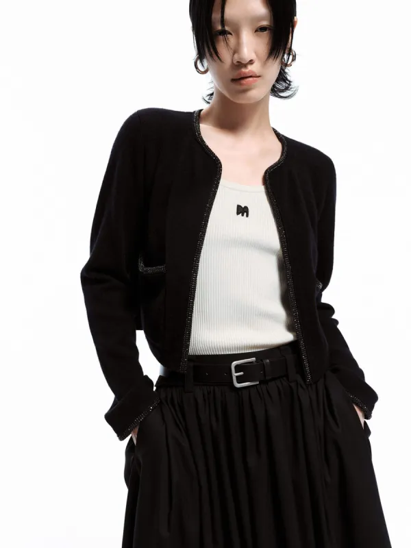 Beaded Trim Knitted Cardigan sold by Mo&Co