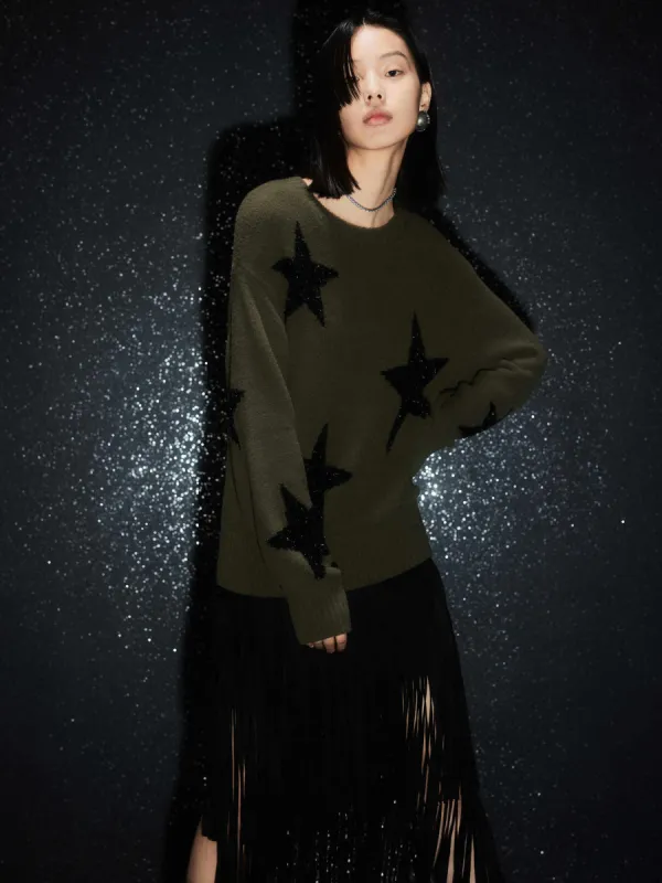 Star Pattern Loose Sweater sold by Mo&Co